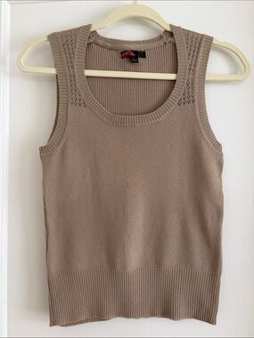 Y2K Tight Fit Cotton Blend Sweater Vest Round Neck Stretch Knit Size S